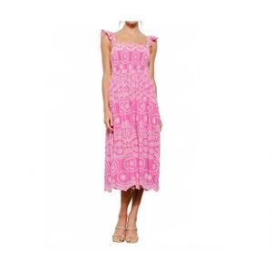 NEW INA FASHION alessia eyelet midi dress in pink